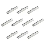 200Pcs Ribbon Crimp Clamp Ends 35mm Cord End Clasp for DIY Craft Silver White