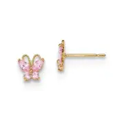 Madi K Kid's Earrings 14k Kids Pink CZ Butterfly Post, 0.54 gram