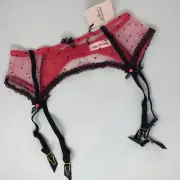 Agent Provocateur Poppie Pink Black Suspender AP4 Large NWT