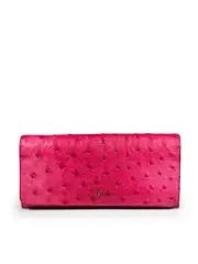 Pink Ostrich Leather Wallet