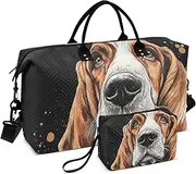 [YXYZRMY] Cute Dog Portrait Black Travel Duffel Bag Gym Bag Sports Tote Bag with Multiple Interior Pockets Shoulder Weekender Bag for Women Men with Toiletry Bag 20.5”x 7.9”x 13.8”, Multi-Colored, one