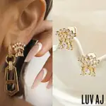 LUV AJ 好萊塢潮牌 圓鑽X水滴鑽 金色扇形耳環 COLETTE SHAKER STUDS