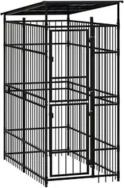 Outdoor Dog Kennel with Roof Steel Large Pet Enclosure Safe Outdoor Space