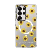 Galaxy S25 Ultra Clear Magnetic Case Secret Sunflower