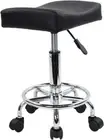 Square Rolling Stool PU Leather Height Adjustable Swivel Massage SPA Salon Stool