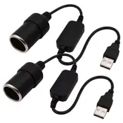 USB A Male to 12V Car Lighter Socket Female Converter Cable 2-Pack P1X1X1