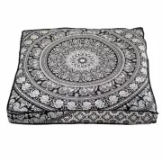 White Elephant Vintage 35" Mandala Square Indian Floor Pillow Case Cushion Cover