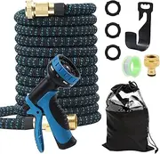 Flexible Garden Hose, 25 ft/7.5 m Expandable Water Hose with 10 Functional Showers, 1/2 Inch 3/4 Inch Flexible Water Hose, Stretchable, Garden Hose for Garden, Pet, Car Wash