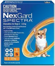 , Flea, Tick & Worming Monthly Chew, Spectra, Dog, 2-3.5Kg, 6Pk
