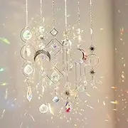 6Pieces Crystal Suncatchers for Window Hanging Sun Catcher with Chain Rainbow Maker Crystal Prisms Decor for Home Garden Party Wedding Ornament Gift Mother Daughter