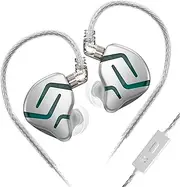KZ ZES IEM Earphones Electrostatic Dynamic Hybrid Drivers in-Ear Headphones Wired Earbuds with Microphone 2Pin 0.75mm Detachable Cable IEM Bass Earbuds for Musicians (Silver, with mic)