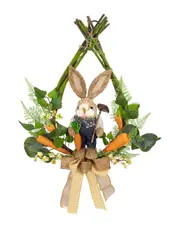 Northlight Farmer Bunny Teardrop Easter Wreath