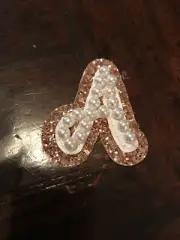 NEW Stoney Clover Lane Lowercase Letter A Patch with Pearls Gold Glitter
