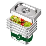 Hotel Pan 1/9 Size - Steam Pan With Lid 4" Deep 4 Packs Food Pan Anti Jam Sta...