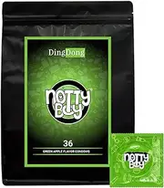 NottyBoy DingDong Green Apple Condoms For Men - 36 Count | Scented | Ultra Thin | Organic Rubber | Oral Use | Flavor-Infused | Sensory Experience | Snug Fit