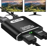 HDMI Splitter 1 in 2 Out, 4K HDMI Splitter for Dual Monitors Supports 3D Full HD 1080P Aluminum HDMI Spliter Dual Monitor HDMI Adapter Compatible for PS4 Fire Stick HDTV(1 Source to 2 Displays)