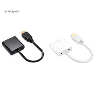 Instylelady VGA 適配器 35mm 音頻插孔 Micro USB 鍍金插頭 1080P HDMI 兼容轉