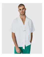 [Justin Cassin] Asher Short Sleeve Tie Shirt in White