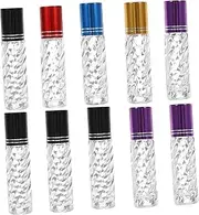 HAKIDZEL 10Pcs Glass Bottles for Essential Oils Perfume and Makeup Refillable Containers for Travel and Home Use Sloping Grain Design
