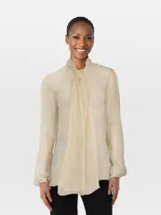 Beige Sheer Long Sleeve Blouse