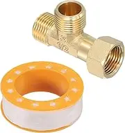 uxcell Brass Angle Stop, 1/2" Outlet x 1/2" Inlet 3 Way Compression Tee Valve, Supply Line Connector, Water Line Adapter Splitter for Faucet, Water Filters