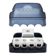 DB14 Recoil 4 Way Power Distribution Block, 1X0/2/4 Gauge In 4X4/8 Gauge Out