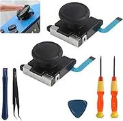 2 Stück Reparaturset für Switch/Switch OLED/Switch Lite Joy-Con Controller, Hall-Effekt Joystick Ersatzkit, Hall Effect Joystick Reparatur Ersatz Set, inklusive Werkzeuge, Schwarz
