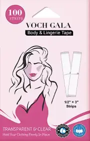 100 Strips Double Sided Fabric Tape, Waterproof Clear Tape for All Skin Shades