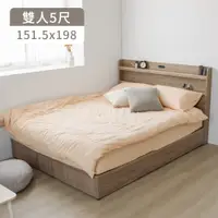 在飛比找PChome24h購物優惠-Peachy Life Kim簡約木質書架型雙人5尺床組(床