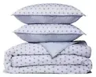 Sky Scallop Reversible King Coverlet & Pillowshams 3pc Set White / Blue New