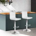 2 PCS Swivel Bar Stools PU Leather Kitchen Chairs With Foam Padded Seat White
