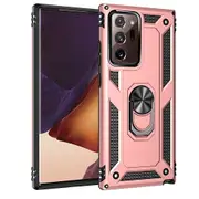 For Samsung Galaxy Note 20 Ultra /Note 20 Ultra 5G 6.9 Case, Military Grade 360 Degree Rotating Metal Magnetic Ring Car Mount Holder Kickstand Shockproof Heavy Duty Cover (Rose Gold)