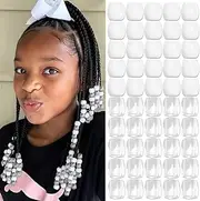 VENOFEN 50PCS Hair Beads Clear Large Beads for Hair White Pony Beads for Kids Girls Dreadlock Accessories Cute Hair Decoration Jewelry Making Kit
