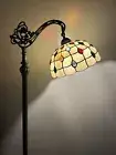 Tiffany Style Floor Lamp Gold Stained Glass Gooseneck Adjustable 63"H*20"W*12"D