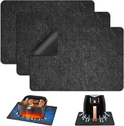 3 PCS Heat Resistant Mat for Air Fryer,17.3X 11.8 in Non Slip Heat Proof Mat, Countertop Heat Protector for Air Fryer, Coffee Maker, Toaster, Oven, Black