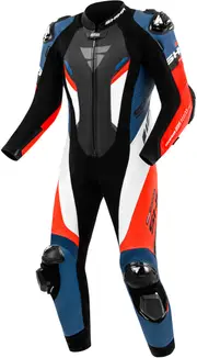 SHIMA Hyper RS perforated One Piece Motorcycle Leather Suit, black-white-red-blue, Size 52 for Men Black White Red Blue