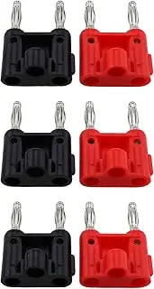RLECS 6PCS Banana Plug Speaker Connector Dual Row Siamese Speaker Plug Black and Red Dual Banana Plug 40MM/1.57Inch Suitable for Multimeter and Stereos and Speaker
