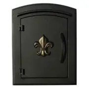 Manchester Non-Locking Column Mount Mailbox Decorative Fleur De Lis Door Black