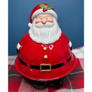 Santa Holiday Cookie Platter With Cover In Original Box- New