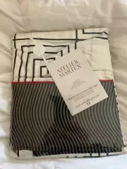 Atelier Martex Percale Vintage Standard Pillowcase Set Geometric Black White Red