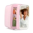 Skincare Fridge with Dimmable LED Light Mirror,4 Liter/6 Can Mini Fridge