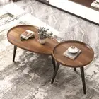 2X Vintage Coffee Table Nesting Side Tables Oval Long Side Table Farmhouse Decor