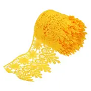 3 Inch Wide 5 Yard Lace Ribbon Floral Pattern Yellow Embroidered Lace Trim
