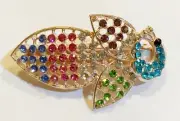 Peacock and Leaf Inspired Design Hair Barrette crafted with Rhinestones