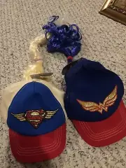 2 Girls Youth DC Superhero Girls BB Hats With Hair Extensions Original Tags WW,