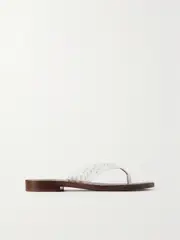 [Chloé] Chloé - + Net Sustain + Eres Broderie Anglaise Leather Flip Flops - White - IT41 IT 41 White