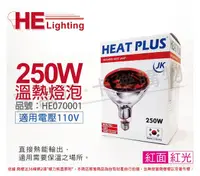 在飛比找PChome24h購物優惠-HEAT PLUS 250W 110V E27 紅外線溫熱燈