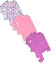 [Arctic Layerz] Girls Thermal Underwear Set for Kids and Toddler Base Layer Long Johns 6 Piece Long Sleeve Top and Leggings set