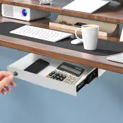 15 Inch Under Desk Mounted Sliding Pull-out Drawer With Keys For Office WhiteUSA
