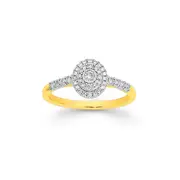 9ct Gold Diamond Oval Cluster Ring